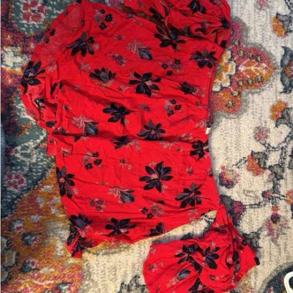 Buckle Red Floral Blouse